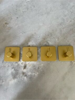 Modern Matte Gold Waterproof Adhesive Square Wall Hooks - Set of 4